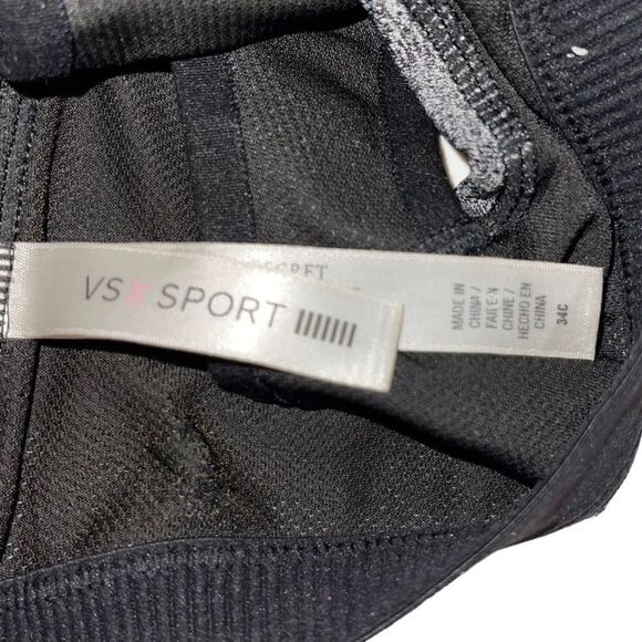 VSX Grey & Black Zip Front Sports Bra - Size 34C - Picture 6 of 8